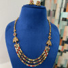 925 Silver Navrathan necklace with studs-3line