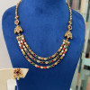 925 Silver Navrathan necklace with studs-3line