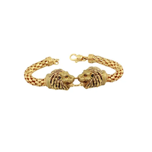 Gucci Gold Lion Head Amethyst and Diamond Bracelet