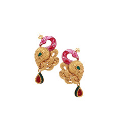 22KT Gold Antique Peacock Earring