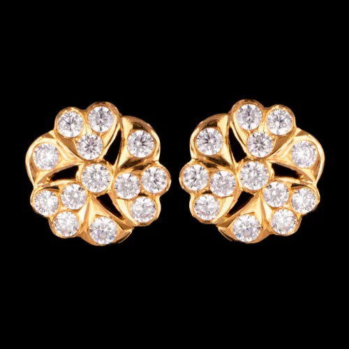 Flower Silver White Stone Stud Earring at Rs 9997/pair in Jaipur | ID:  25929041191