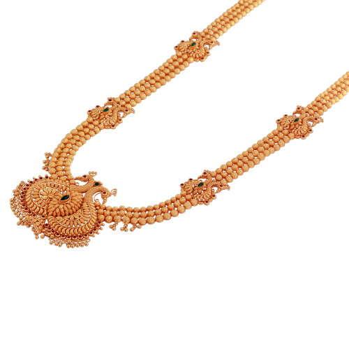 22Kt Gold Antique Stone Long Necklace
