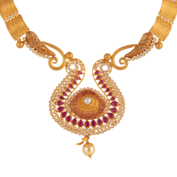22KT GOLD RUBY AND CZ FUSION NECKLACE
