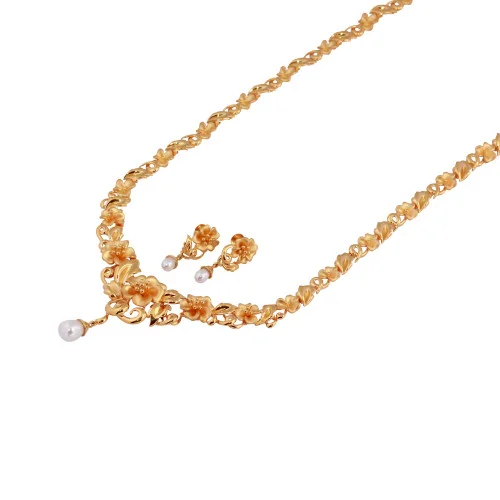 22KT Gold Hongkong Setting Plain Haram And Eartops