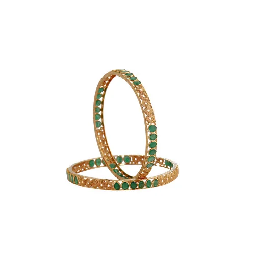 22KT Gold Emerald Bangles
