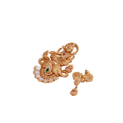 22KT Gold Nakshi Pendant And Eartops
