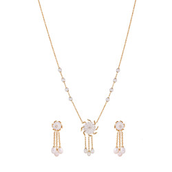 22KT Gold Pearl Chain Necklace Set
