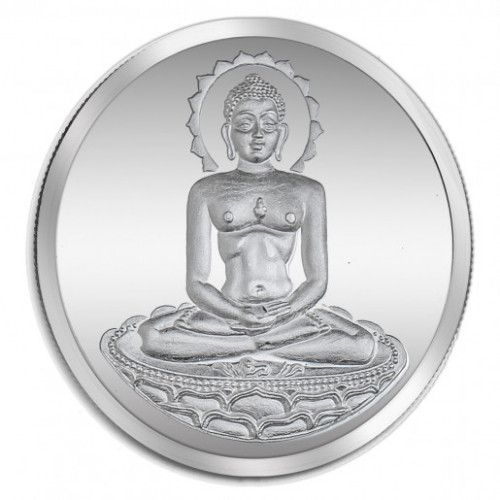 999 KT 10 GMS MAHAVEER SWAMI SILVER COIN IN CAPSULE 999 KT 10 GMS MAHAVEER SWAMI SILVER COIN IN CAPSULE
