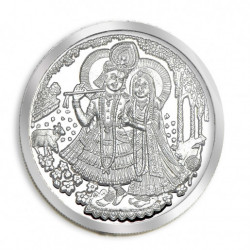 999 KT 50 GMS RADHA KRISHNA 999.0 SILVER COIN IN CAPSULE