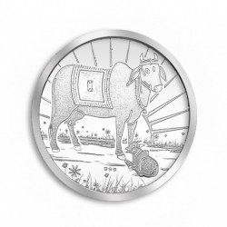 999 KT 100 GMS KAMADHENU 999.0 SILVER COIN IN CAPSULE