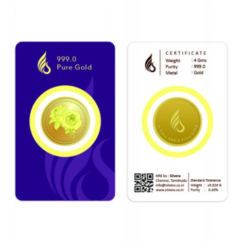 24K 4 GMS 3D FLOWER 999.0 GOLD COIN CERTICARD 24K 4 GMS 3D FLOWER 999.0 GOLD COIN CERTICARD