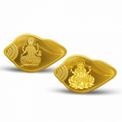 24K 10 GMS LAKSHMI GANESH SHANK SHAPE 999.9 GOLD COIN