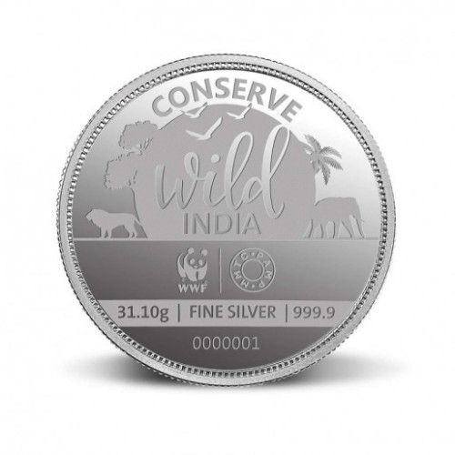 999KT 31.10 GMS WWF INDIA ASIAN ELEPHANT 999.9 SILVER COIN WITH BOX
