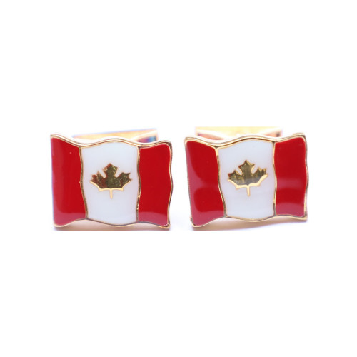 999KT Silver Canada Flag Cufflinks Button For Men