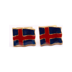 999KT Silver Iceland Flag Cufflinks Button For Men
