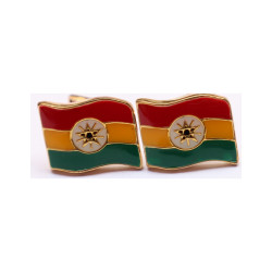 999KT Silver Ghana Flag Cufflinks Button For Men
