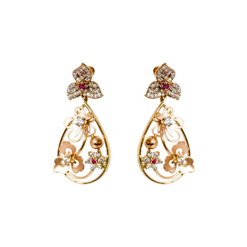 18KT Rose Gold  Beads Choker And Earrings