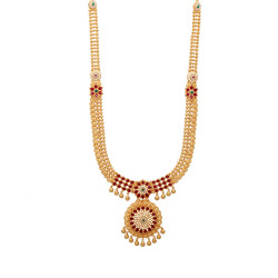 22KT Semi Antique Long Necklace (Haram)