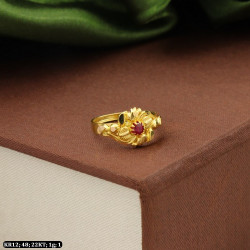 22KT Gold CZ & Red Stone  Kids Ring KR12