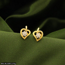 22KT Gold Kids Leaf with white Stone Earring-Studs KS3