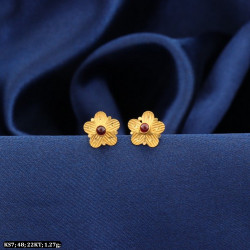 22KT Gold Kids Flower Stone Earring-Stud KS7