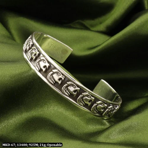 Buy quality 925 Sterling Silver LION FACED LEATHER BRACELET in Ahmedabad
