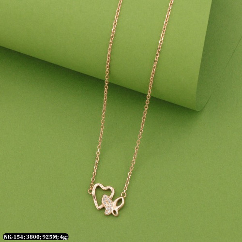 925 Silver Heart and Butterfly Women Necklace NK-154