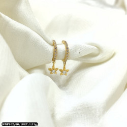 18KT Gold Kids White Stone Earring-Stud WNP102