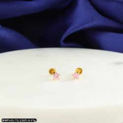 22KT Gold Kids Rose Colored Star Earring-Stud WNP145