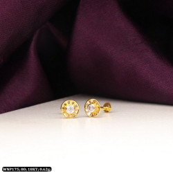 18KT Gold Kids White Stone Earring-Stud WNP175