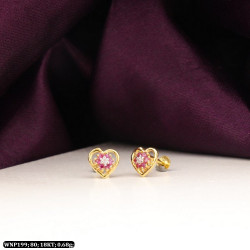 18KT Gold Kids Heart Stone Earring-Stud WNP199