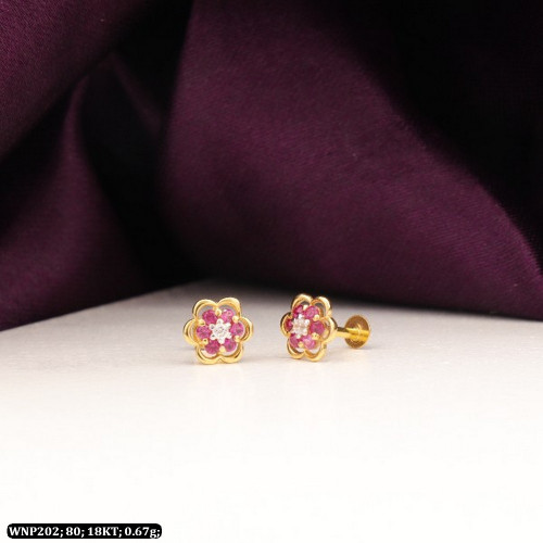 18KT Gold Kids Daily Wear Earring-Stud WNP202 18KT Gold Kids Daily Wear Earring-Stud WNP202