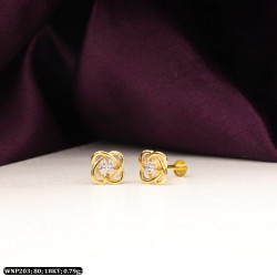 18KT Gold Kids Single White Stone Earring-Stud WNP203