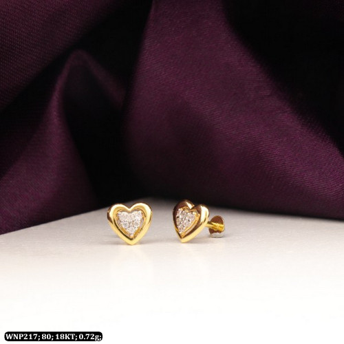 18KT Gold Kids Dual Heart Earring-Stud WNP217 18KT Gold Kids Dual Heart Earring-Stud WNP217