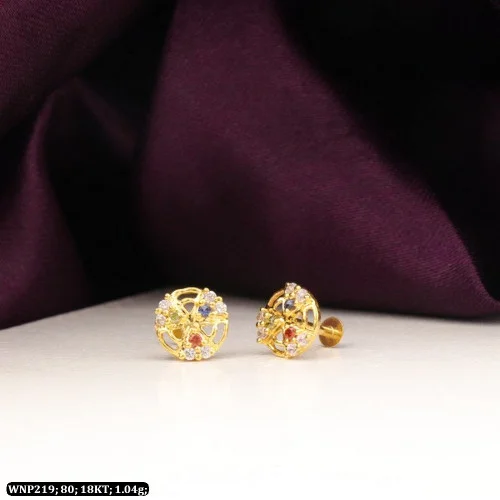 14k Gold Birthstone Stud Earring | Tiny Tags