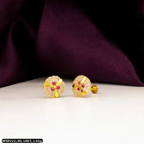 Pink flower kid's earrings in 14k rose gold | Golden Flamingo