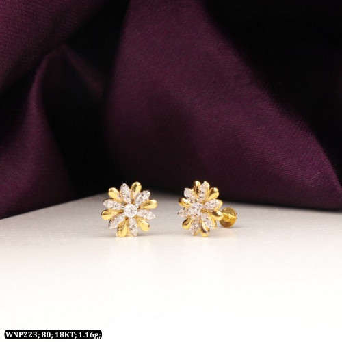 18KT Gold Kids Double Shade Earring-Stud WNP223 18KT Gold Kids Double Shade Earring-Stud WNP223