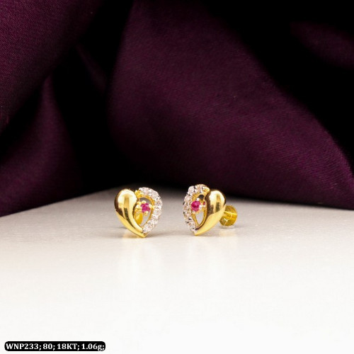 18KT Gold Kids Different Shaped Heart Earring-Stud WNP233