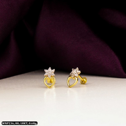 18KT Gold Kids Glitter Star Earring-Stud WNP236 18KT Gold Kids Glitter Star Earring-Stud WNP236