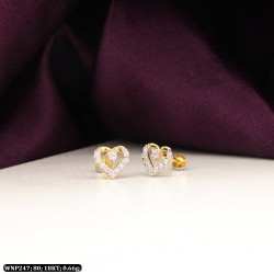 18KT Gold Kids White Stone Heart Earring-Stud WNP247