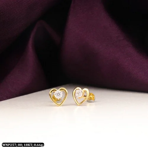 Small Love Tiny Heart Yellow Gold Drop Earrings