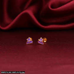 18KT Gold Kids Earring Leafy Stud WNP276