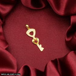 22KT Gold Heart and Key  Pendant WP23